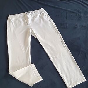 Eileen Fisher Petite SMALL plain stretchy pull-on bright white ankle pants